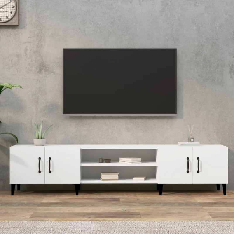 vidaXL Mueble para TV madera contrachapada blanco 180x31,5x40 cm vidaXL Mueble para TV madera contrachapada blanco 180x31,5x40 cm