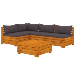vidaXL Muebles de jardín 5 piezas con cojines madera maciza de acacia 