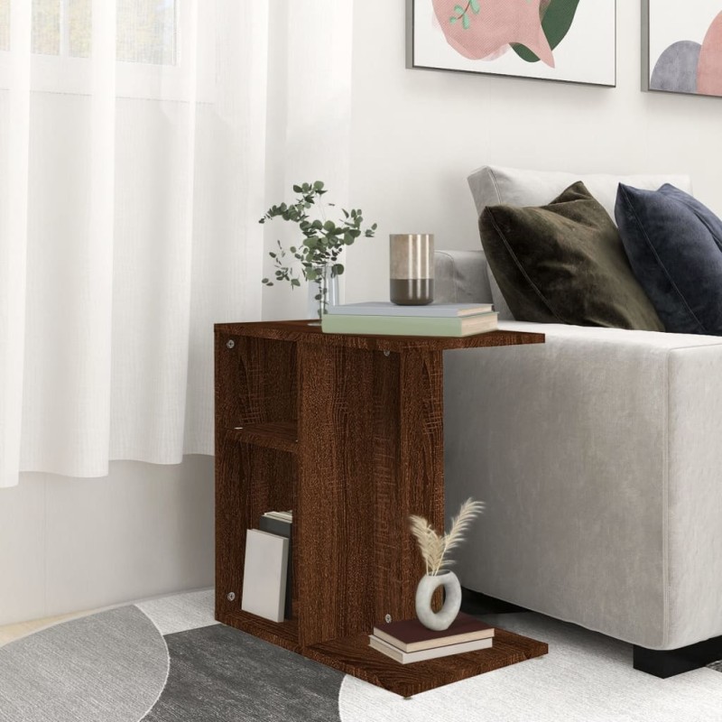 vidaXL Mesa auxiliar de madera contrachapada marrón roble 50x30x50 cm vidaXL Mesa auxiliar de madera contrachapada marrón roble 50x30x50 cm