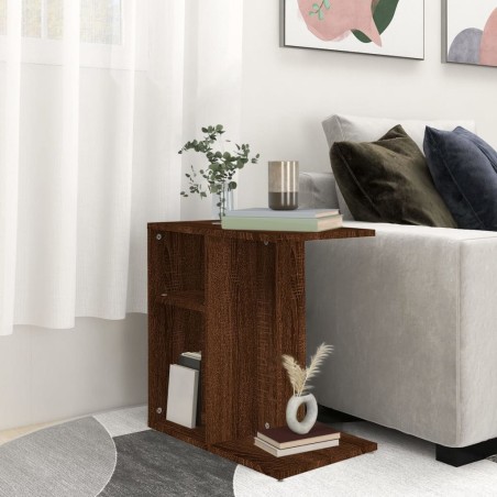 vidaXL Mesa auxiliar de madera contrachapada marrón roble 50x30x50 cm