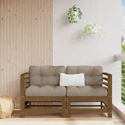 vidaXL Sofás esquineros y cojines 2 uds madera maciza pino marrón miel