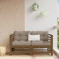 vidaXL Sofás esquineros y cojines 2 uds madera maciza pino marrón miel vidaXL Sofás esquineros y cojines 2 uds madera maciza pino marrón miel