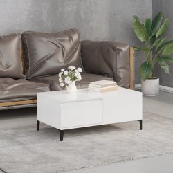 vidaXL Mesa de centro madera contrachapada blanco brillo 90x50x36,5 cm