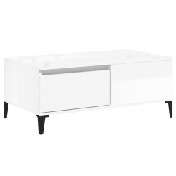 vidaXL Mesa de centro madera contrachapada blanco brillo 90x50x36,5 cm