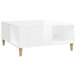 vidaXL Mesa de centro madera contrachapada blanco brillo 80x80x36,5 cm