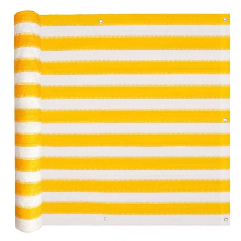 vidaXL Toldo para balcón HDPE 75x600 cm amarillo y blanco vidaXL Toldo para balcón HDPE 75x600 cm amarillo y blanco