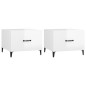 vidaXL Mesa de centro patas de metal 2 uds blanco brillo 50x50x40 cm