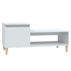 vidaXL Mesa de centro madera contrachapada blanco brillo 100x50x45 cm