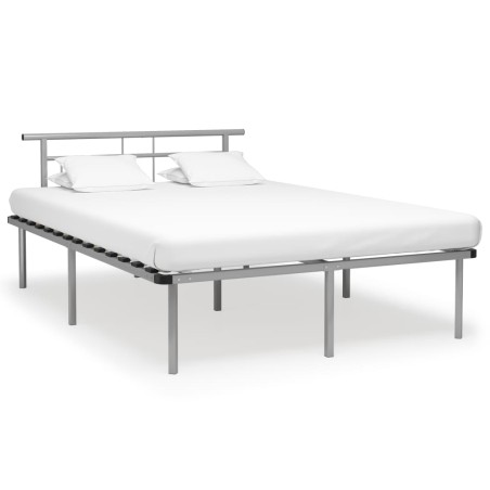 vidaXL Estructura de cama de metal gris 140x200 cm