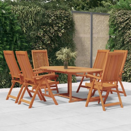 vidaXL Juego de comedor para jardín 7 pzas madera maciza de eucalipto