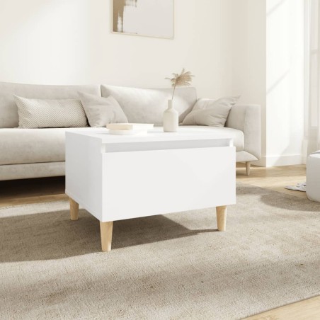 vidaXL Mesa auxiliar de madera contrachapada blanco 50x46x35 cm
