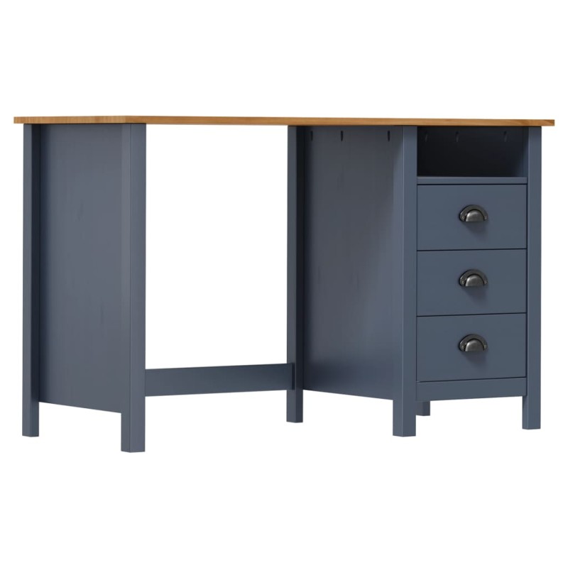 vidaXL Escritorio Hill con 3 cajones madera de pino gris 120x50x74 cm vidaXL Escritorio Hill con 3 cajones madera de pino gris 120x50x74 cm