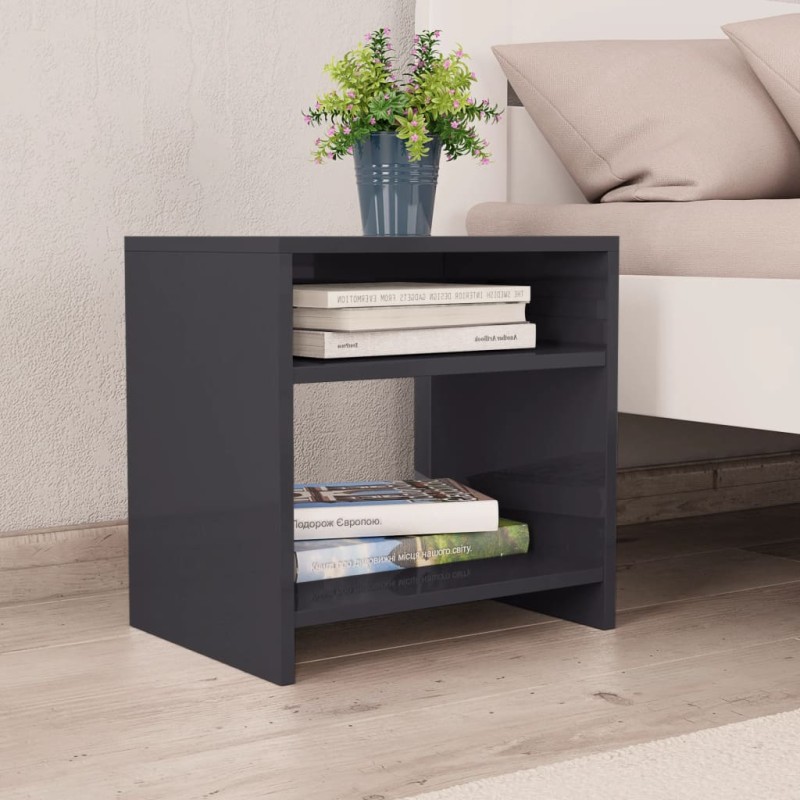 vidaXL Mesita de noche madera contrachapada gris brillante 40x30x40cm vidaXL Mesita de noche madera contrachapada gris brillante 40x30x40cm