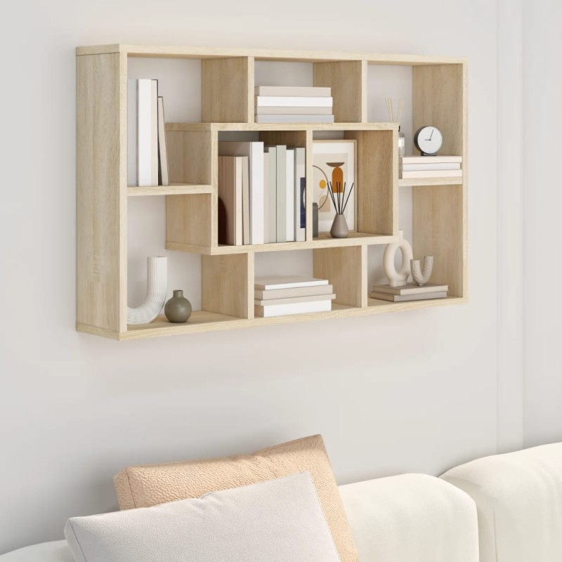 vidaXL Estantería de pared contrachapada roble Sonoma 85x16x52,5 cm vidaXL Estantería de pared contrachapada roble Sonoma 85x16x52,5 cm