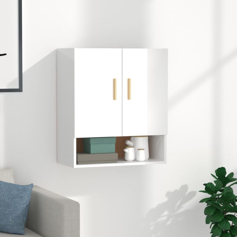 vidaXL Armario de pared madera contrachapada blanco brillo 60x31x70 cm vidaXL Armario de pared madera contrachapada blanco brillo 60x31x70 cm