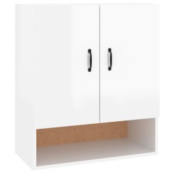vidaXL Armario de pared madera contrachapada blanco brillo 60x31x70 cm