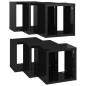 vidaXL Estantes cubo de pared 6 unidades negro brillo 22x15x22 cm vidaXL Estantes cubo de pared 6 unidades negro brillo 22x15x22 cm