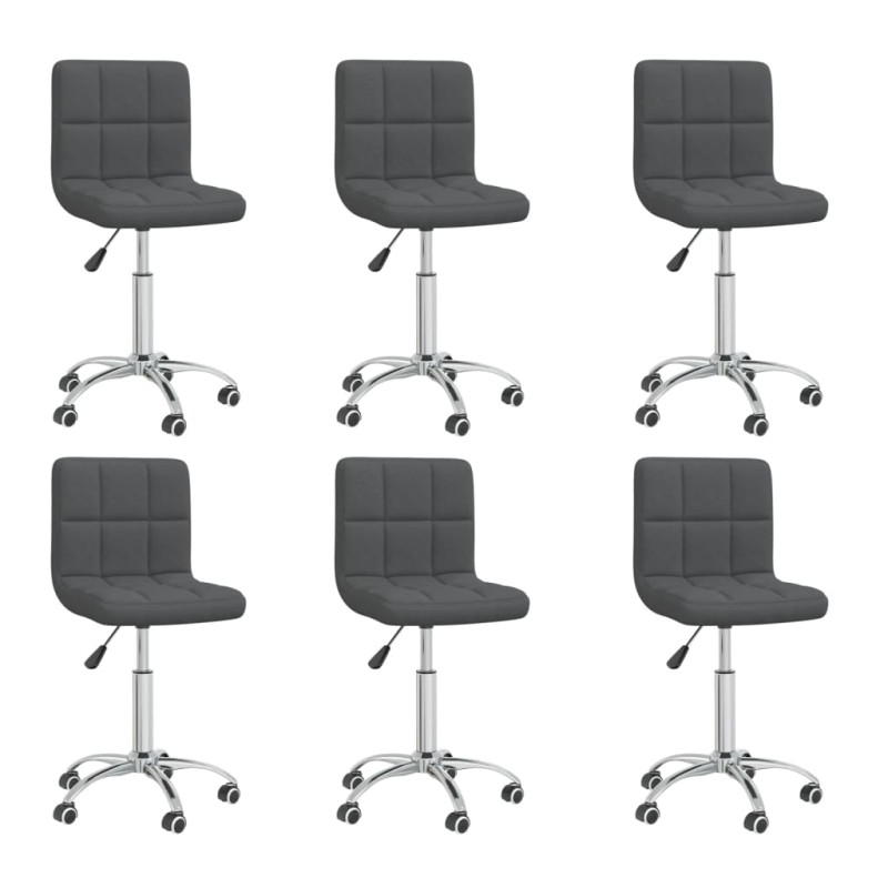 vidaXL Sillas de comedor giratorias 6 unidades tela gris oscuro vidaXL Sillas de comedor giratorias 6 unidades tela gris oscuro