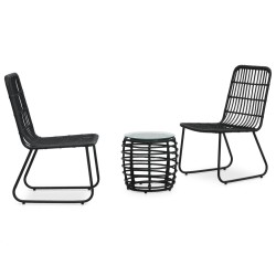 vidaXL Set de mesa y sillas de jardín 3 piezas ratán sintético negro