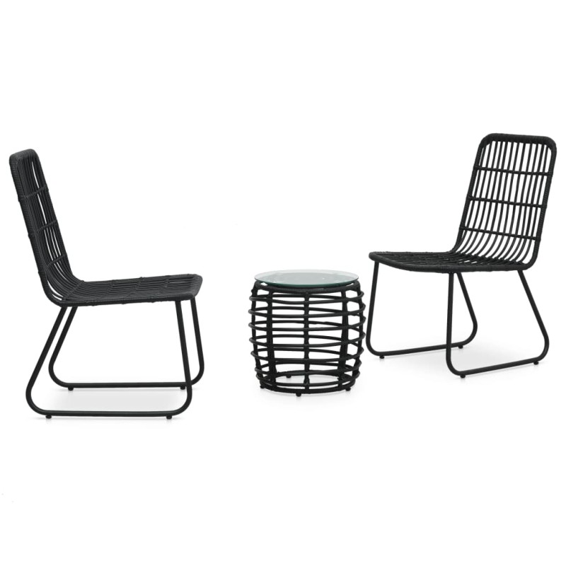 vidaXL Set de mesa y sillas de jardín 3 piezas ratán sintético negro vidaXL Set de mesa y sillas de jardín 3 piezas ratán sintético negro