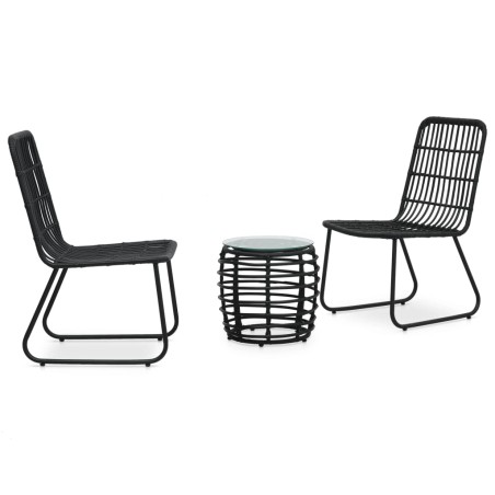vidaXL Set de mesa y sillas de jardín 3 piezas ratán sintético negro
