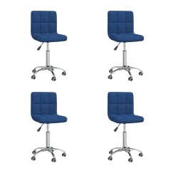 vidaXL Sillas de comedor giratorias 4 unidades tela azul