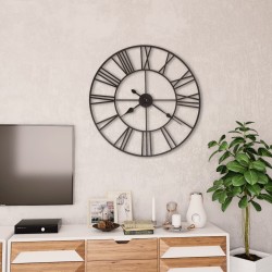 vidaXL Reloj de pared vintage movimiento cuarzo metal 80 cm XXL