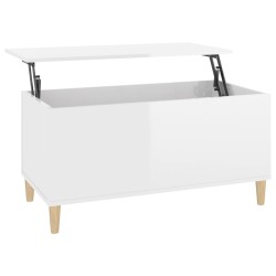 vidaXL Mesa de centro madera contrachapada blanco brillo 90x44,5x45 cm