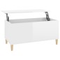 vidaXL Mesa de centro madera contrachapada blanco brillo 90x44,5x45 cm