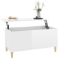vidaXL Mesa de centro madera contrachapada blanco brillo 90x44,5x45 cm