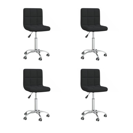 vidaXL Sillas de comedor giratorias 4 unidades tela negro