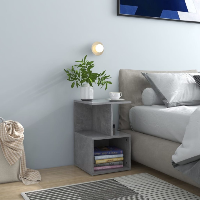 vidaXL Mesita de noche madera de ingeniería gris hormigón 35x35x55 cm vidaXL Mesita de noche madera de ingeniería gris hormigón 35x35x55 cm