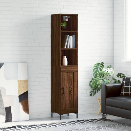vidaXL Aparador alto madera contrachapada roble marrón 34,5x34x180 cm