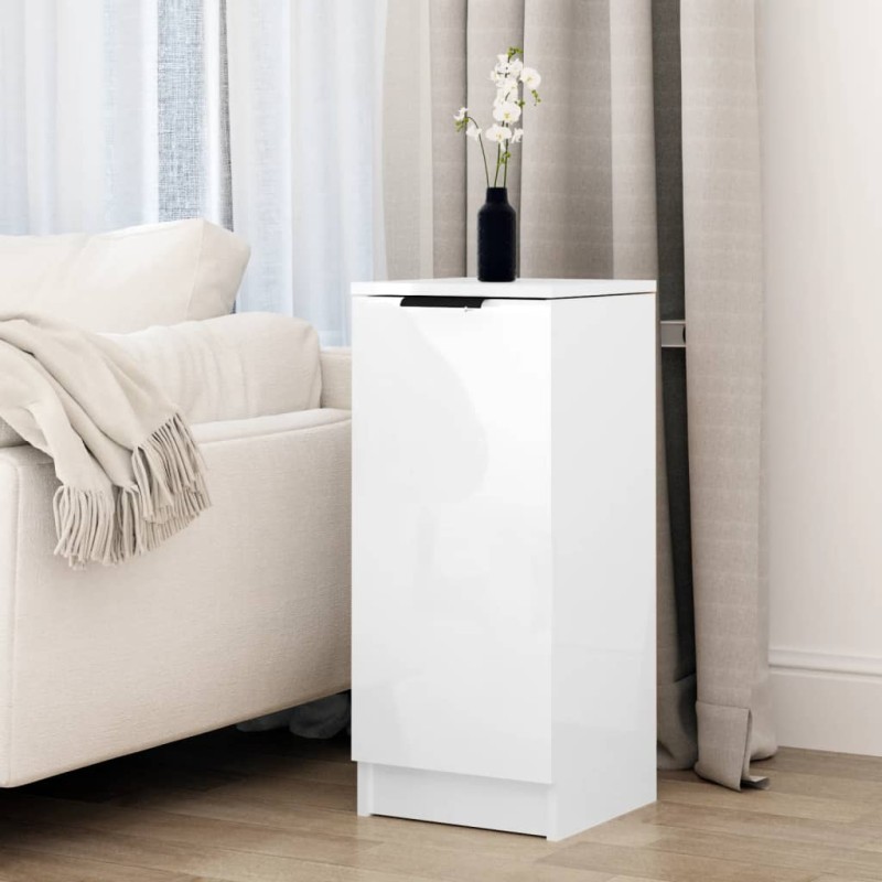 vidaXL Aparador de madera contrachapada blanco brillante 30x30x70 cm vidaXL Aparador de madera contrachapada blanco brillante 30x30x70 cm