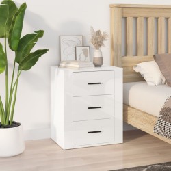 vidaXL Mesita de noche madera contrachapada blanco brillo 50x36x60 cm