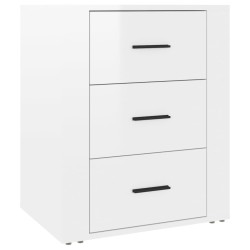 vidaXL Mesita de noche madera contrachapada blanco brillo 50x36x60 cm