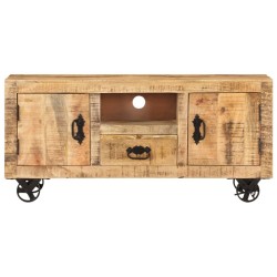 vidaXL Mueble para la TV de madera de mango rugosa 110x30x50 cm