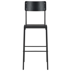 vidaXL Taburetes de cocina 2 uds madera contrachapada y acero negro