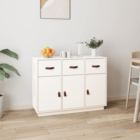 vidaXL Aparador madera maciza de pino blanco 100x40x75 cm