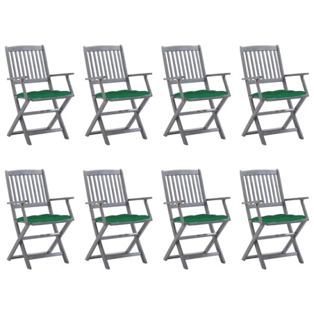 vidaXL Sillas de jardín plegables 8 uds y cojines madera maciza acacia
