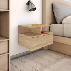 vidaXL Mesita noche flotante 2 uds aglomerado roble Sonoma 40x31x27 cm