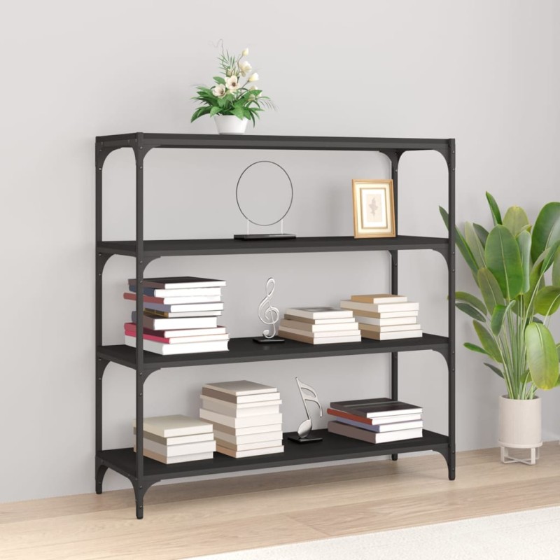 vidaXL Estantería madera contrachapada y acero negro 100x33x100 cm vidaXL Estantería madera contrachapada y acero negro 100x33x100 cm