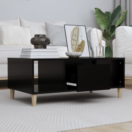 vidaXL Mesa de centro madera contrachapada negro 90x50x36,5 cm