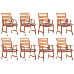 vidaXL Sillas comedor de jardín y cojines 8 uds madera maciza acacia 