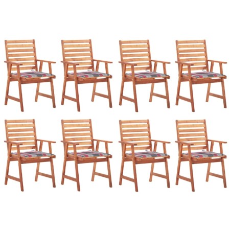 vidaXL Sillas comedor de jardín y cojines 8 uds madera maciza acacia 