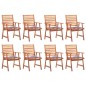 vidaXL Sillas comedor de jardín y cojines 8 uds madera maciza acacia vidaXL Sillas comedor de jardín y cojines 8 uds madera maciza acacia