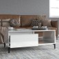 vidaXL Mesa de centro madera contrachapada blanco brillo 90x50x36,5 cm vidaXL Mesa de centro madera contrachapada blanco brillo 90x50x36,5 cm
