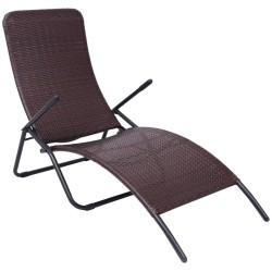 vidaXL Tumbona plegable marrón de poliratán