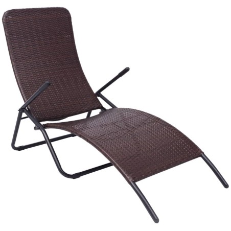 vidaXL Tumbona plegable marrón de poliratán