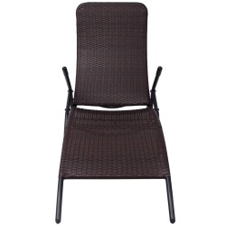 vidaXL Tumbona plegable marrón de poliratán